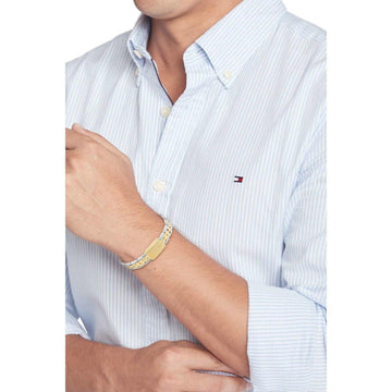 Ανδρικό βραχιόλι δίχρωμο ατσάλινο Tommy Hilfiger 2790501 σε ασημένιο και χρυσό χρώμα και χρυσή αγκράφα.